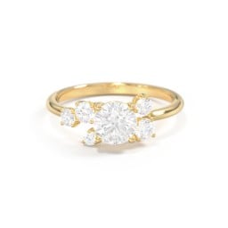 Round Gemstone Ring with Scattered Side Stones