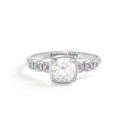 Round Gemstone Cube Ring with Star Set Accents