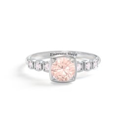 Round Gemstone Cube Ring with Star Set Accents