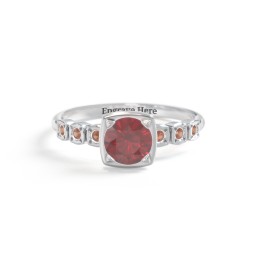 Round Gemstone Cube Ring with Star Set Accents