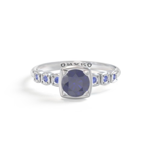 Round Gemstone Cube Ring with Star Set Accents