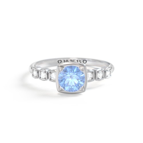 Round Gemstone Cube Ring with Star Set Accents