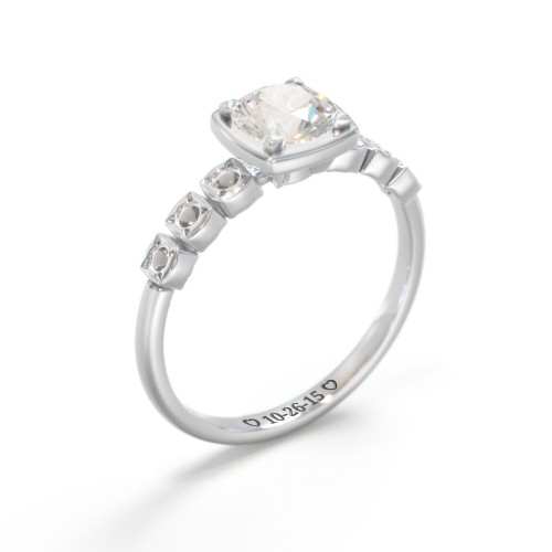 Round Gemstone Cube Ring with Star Set Accents