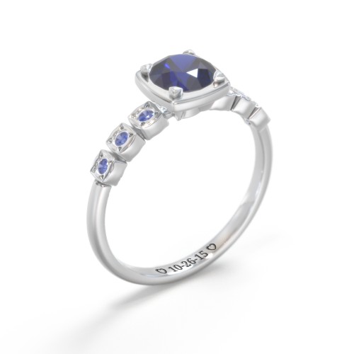 Round Gemstone Cube Ring with Star Set Accents