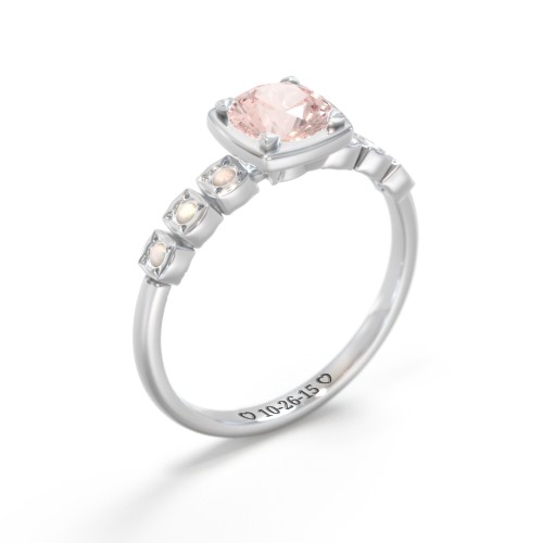 Round Gemstone Cube Ring with Star Set Accents