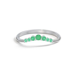 Curved Band with Tapered Accent Stones in 925 Sterling Silver with Emerald