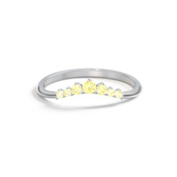 Curved Band with Tapered Accent Stones in 925 Sterling Silver with Citrine