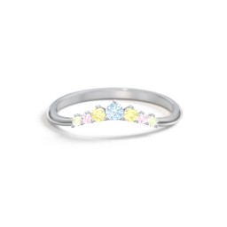 Curved Band with Tapered Accent Stones in 925 Sterling Silver with Blue Topaz, Citrine, Pink Tourmaline, and Peridot