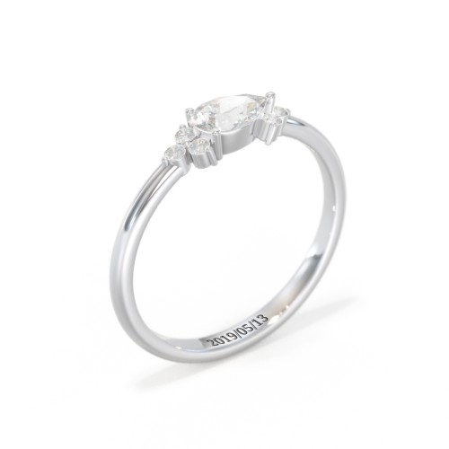 East-West Pear Gemstone Ring With Triple Side Stones