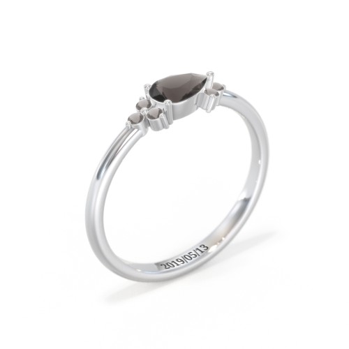East-West Pear Gemstone Ring With Triple Side Stones
