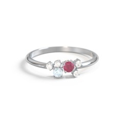 2-Stone Cluster Ring with Accent Stones