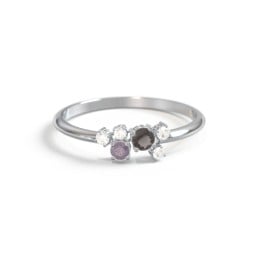 2-Stone Cluster Ring with Accent Stones