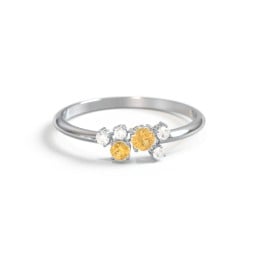 2-Stone Cluster Ring with Accent Stones
