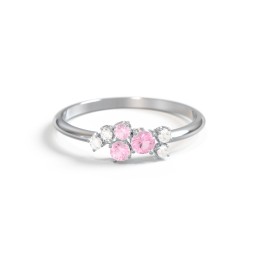 3-Stone Cluster Ring with Accent Stones