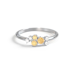 3-Stone Cluster Ring with Accent Stones in 925 Sterling Silver with Citrine and Cubic Zirconia
