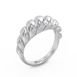 Thin Croissant Dome Ring in 925 Sterling Silver