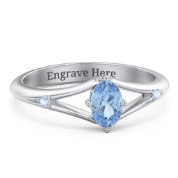 Oval Split Shank Accent Ring