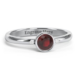 Round Bezel Solitaire with Twin Accents Ring