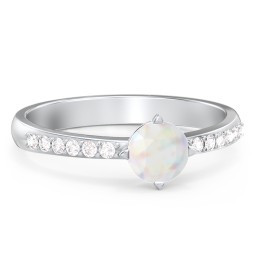 Centre Round Stone Ring with Twin Accent Rows
