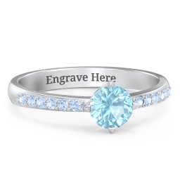 Centre Round Stone Ring with Twin Accent Rows