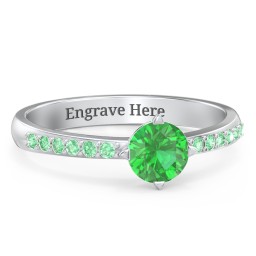 Centre Round Stone Ring with Twin Accent Rows