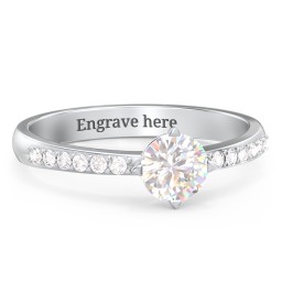 Centre Round Stone Ring with Twin Accent Rows