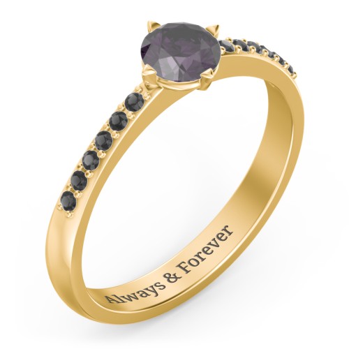 Centre Round Stone Ring with Twin Accent Rows