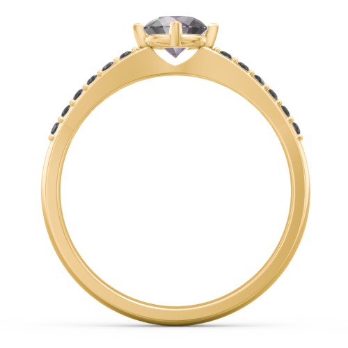 Centre Round Stone Ring with Twin Accent Rows