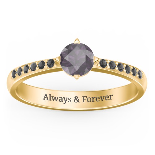 Centre Round Stone Ring with Twin Accent Rows