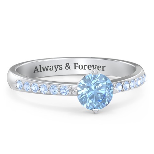 Centre Round Stone Ring with Twin Accent Rows
