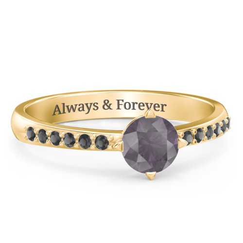 Centre Round Stone Ring with Twin Accent Rows