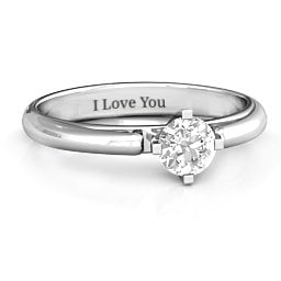 Ski Tip Solitaire Round Ring