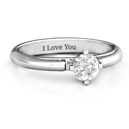 Ski Tip Solitaire Round Ring