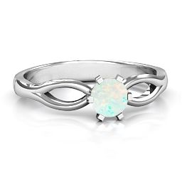 Round Solitaire Figure 8 Shank Ring