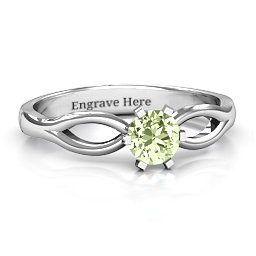 Round Solitaire Figure 8 Shank Ring