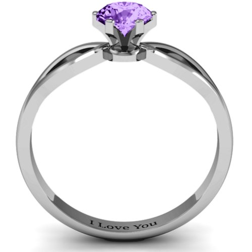 Round Solitaire Figure 8 Shank Ring – Sterling Silver with Amethyst