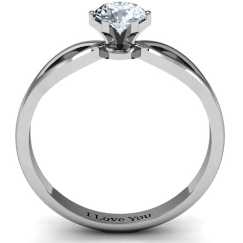 Round Solitaire Figure 8 Shank Ring