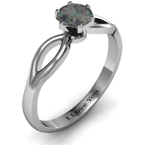 Round Solitaire Figure 8 Shank Ring – Sterling Silver with Alexandrite