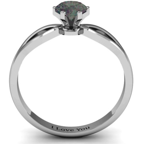Round Solitaire Figure 8 Shank Ring – Sterling Silver with Alexandrite