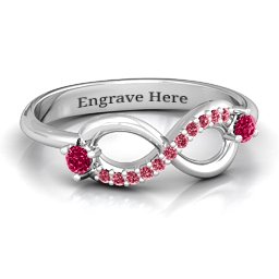 Double Stone Infinity Accent Ring in 925 Sterling Silver with Ruby and Red Premium Zirconia