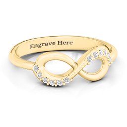 Infinity Accent Ring in 10K Solid Yellow Gold with White Premium Zirconia