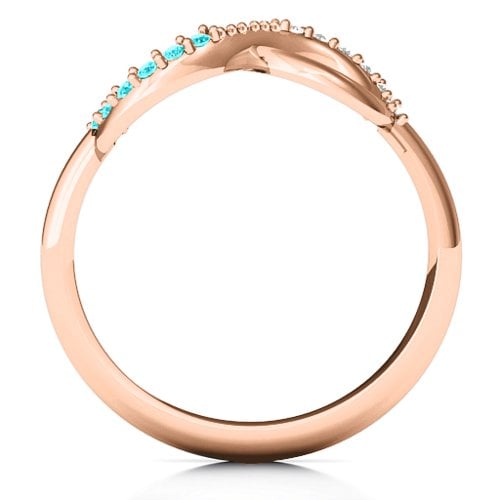 Infinity Accent Ring – 10K Rose Gold with Mint Premium Zirconia and White Premium Zirconia