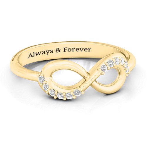 Infinity Accent Ring – 10K Yellow Gold with White Premium Zirconia