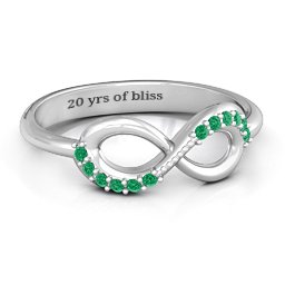 Infinity Accent Ring in 925 Sterling Silver with Green Premium Zirconia