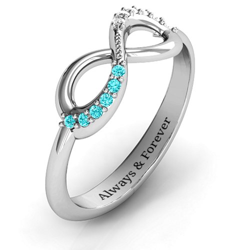 Infinity Accent Ring – Sterling Silver with Mint Premium Zirconia and White Premium Zirconia
