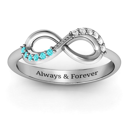 Infinity Accent Ring – Sterling Silver with Mint Premium Zirconia and White Premium Zirconia