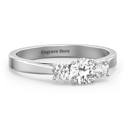 Three Stone Eternity Ring in 925 Sterling Silver with Cubic Zirconia