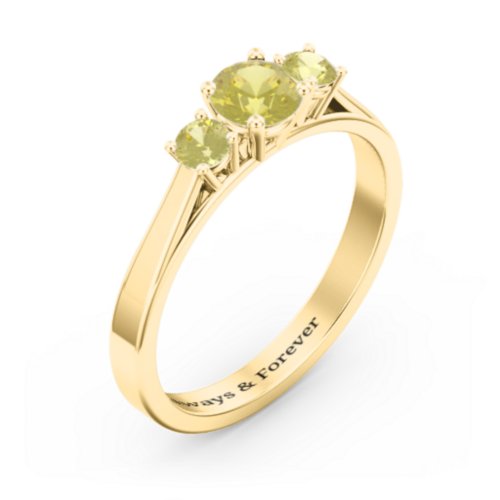 Three Stone Eternity Ring – 18K Gold Plated Silver with Citrine