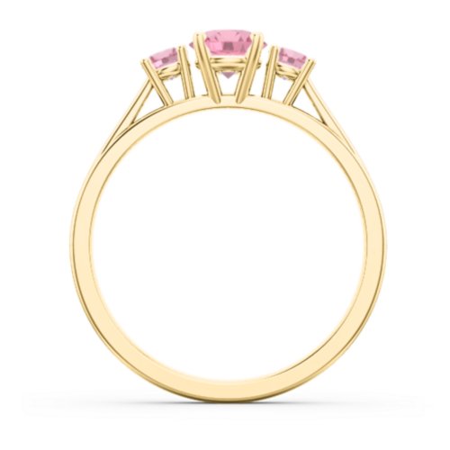 Three Stone Eternity Ring – 18K Gold Plated Silver with Pink Tourmaline