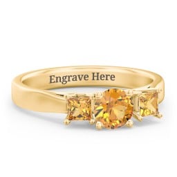 Three Stone Eternity with Princess Accents Ring